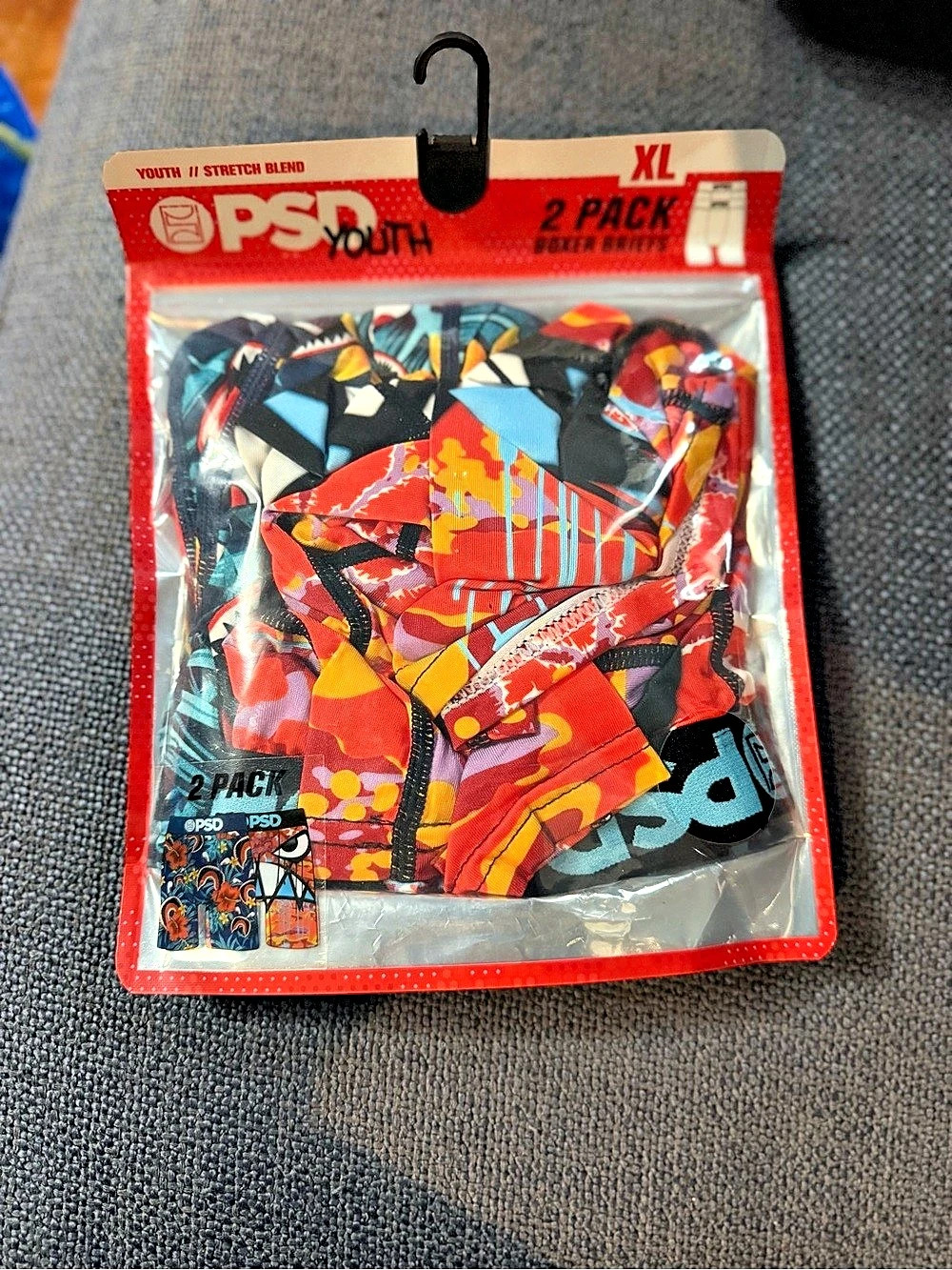 PSD Youth 2-Pack Boxer Briefs Red & Multicolor Boys XL